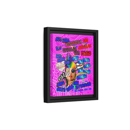 drop the beat - framed canvas art (pink swirl)