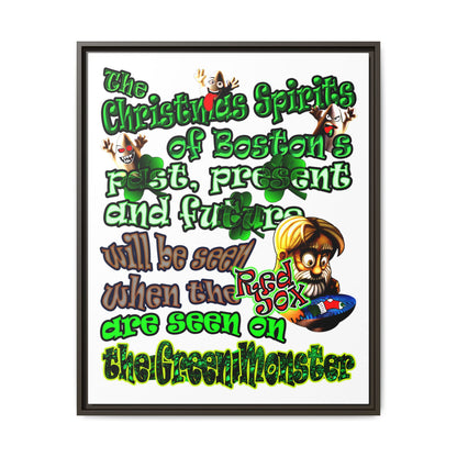 christmas spirits of boston - framed canvas art (white)