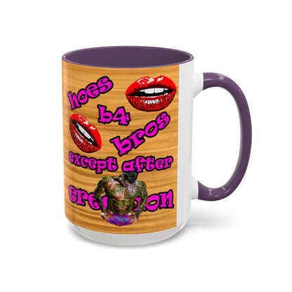 hoes b4 bros - Accent Mug (butterscotch wood finish)