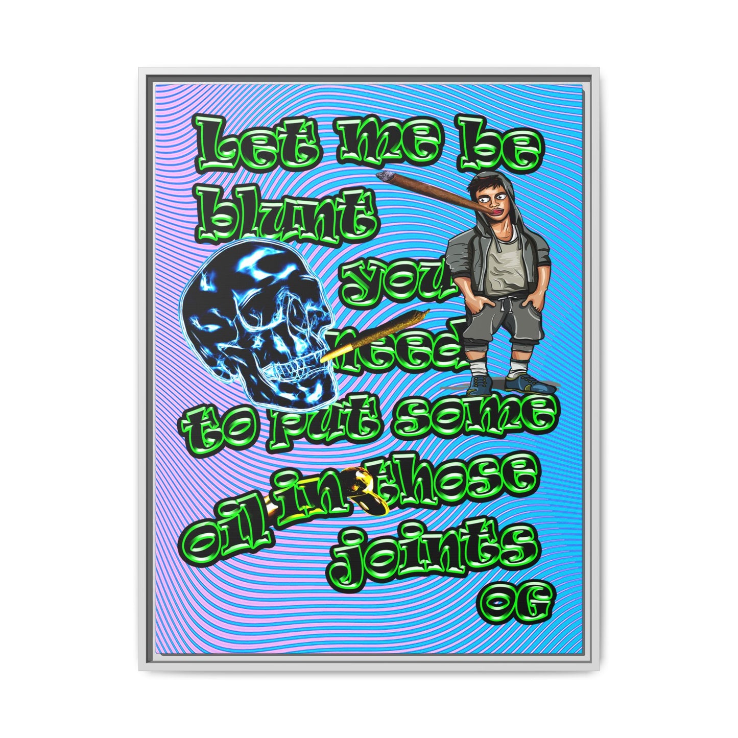 og - framed canvas art (light blue-purple wave)