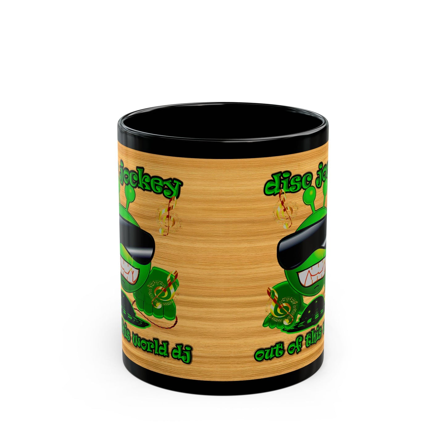 disc jockey - Black Mug (butterscotch wood finish)