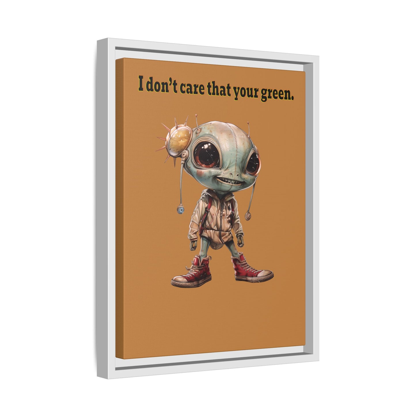I don't care that your green - framed canvas art (light brown)