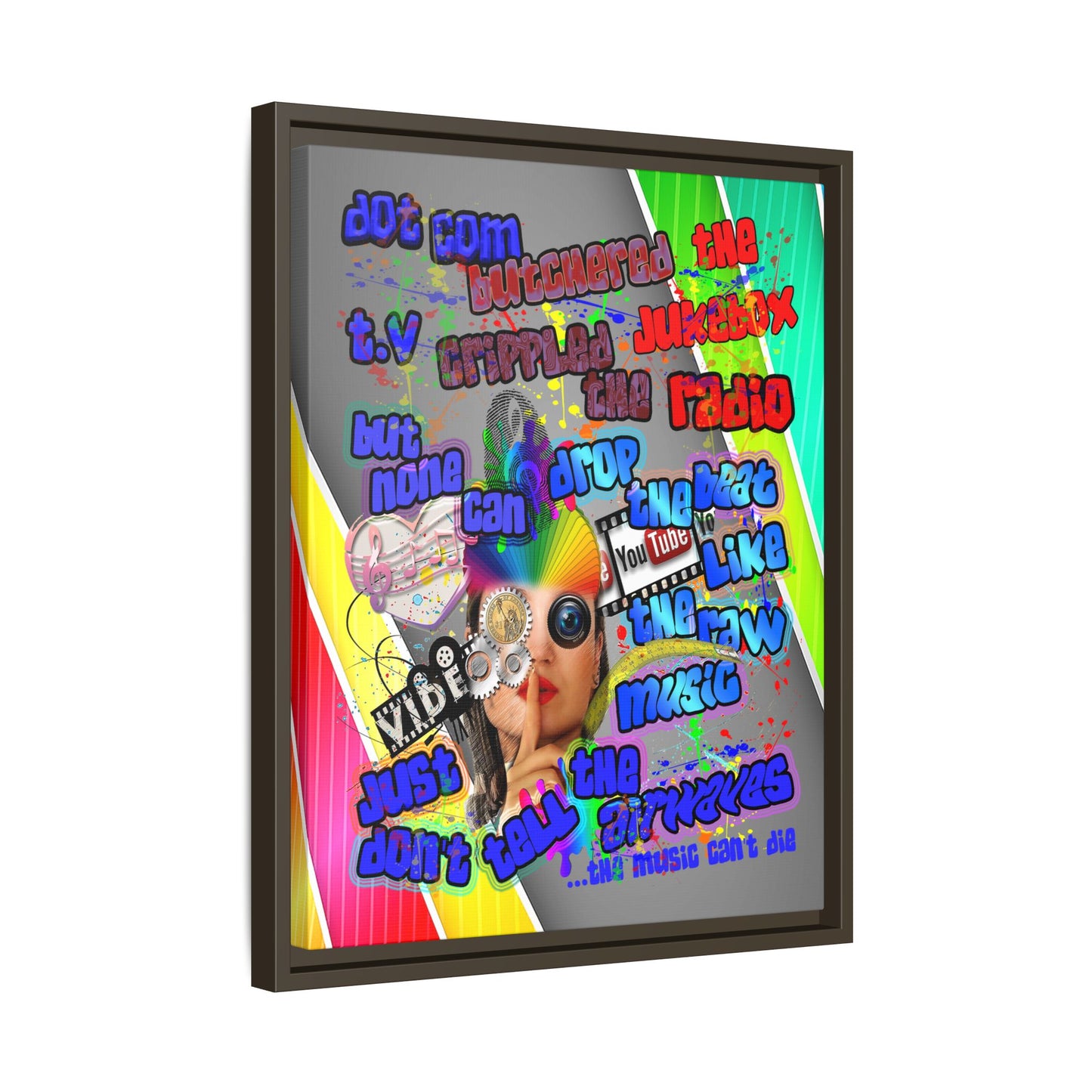 drop the beat - framed canvas art (rainbow split)