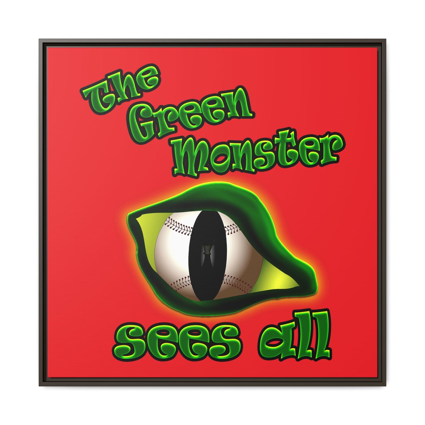 green monster - framed canvas art (red)
