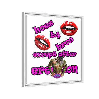 hoes b4 bros - framed canvas art (white)