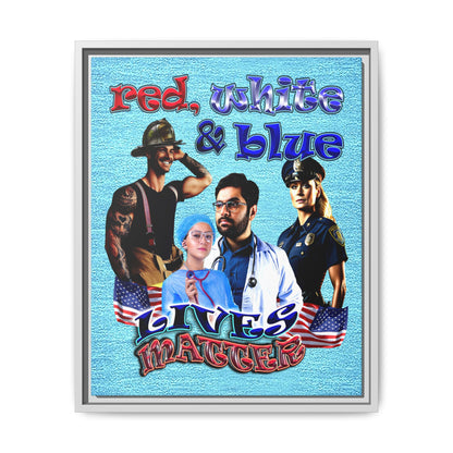 rw&b lives matter - framed canvas art (faded blue)