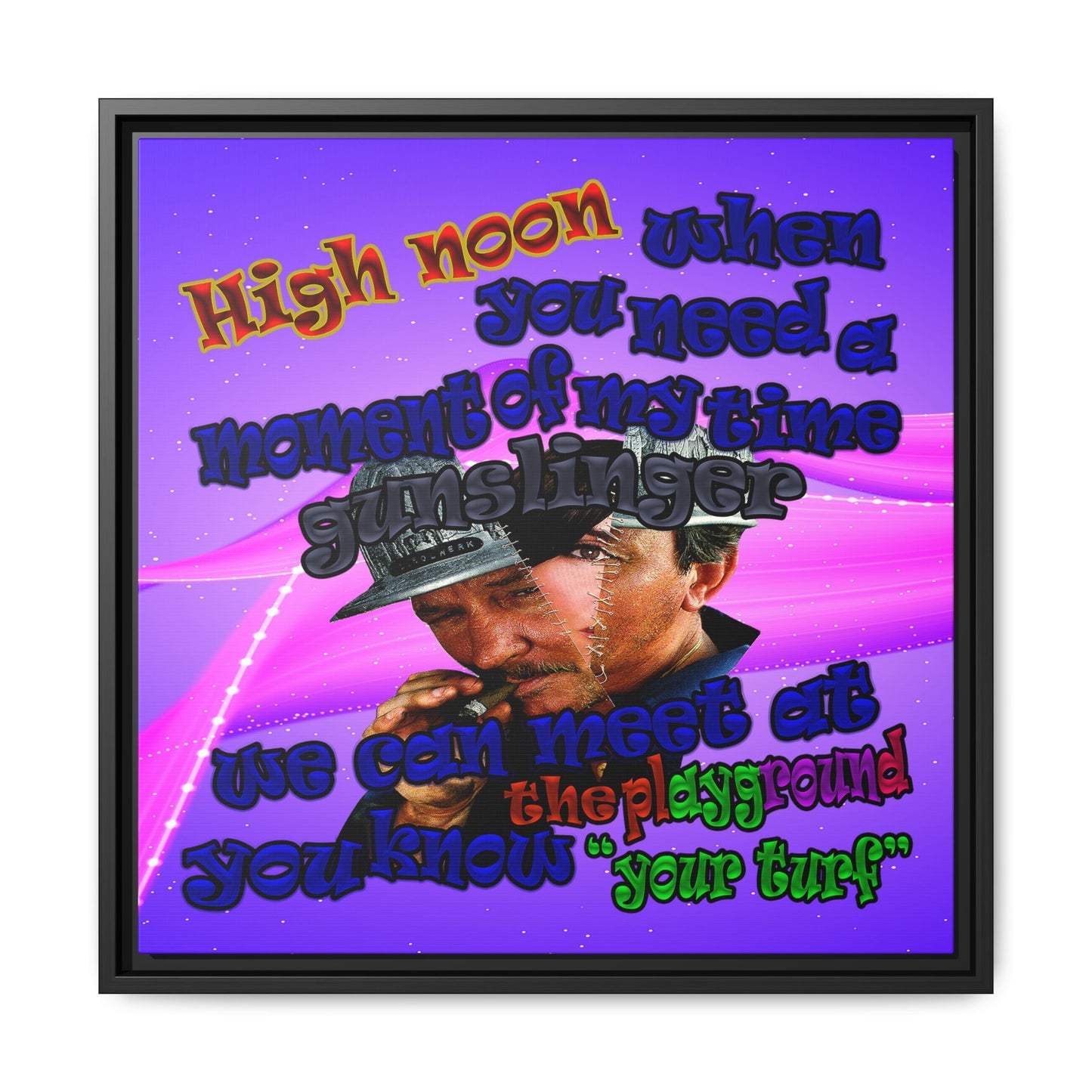 high noon - framed canvas art (purple-pink wave)
