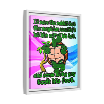 turtle race - framed canvas art (light blue-pink wave)
