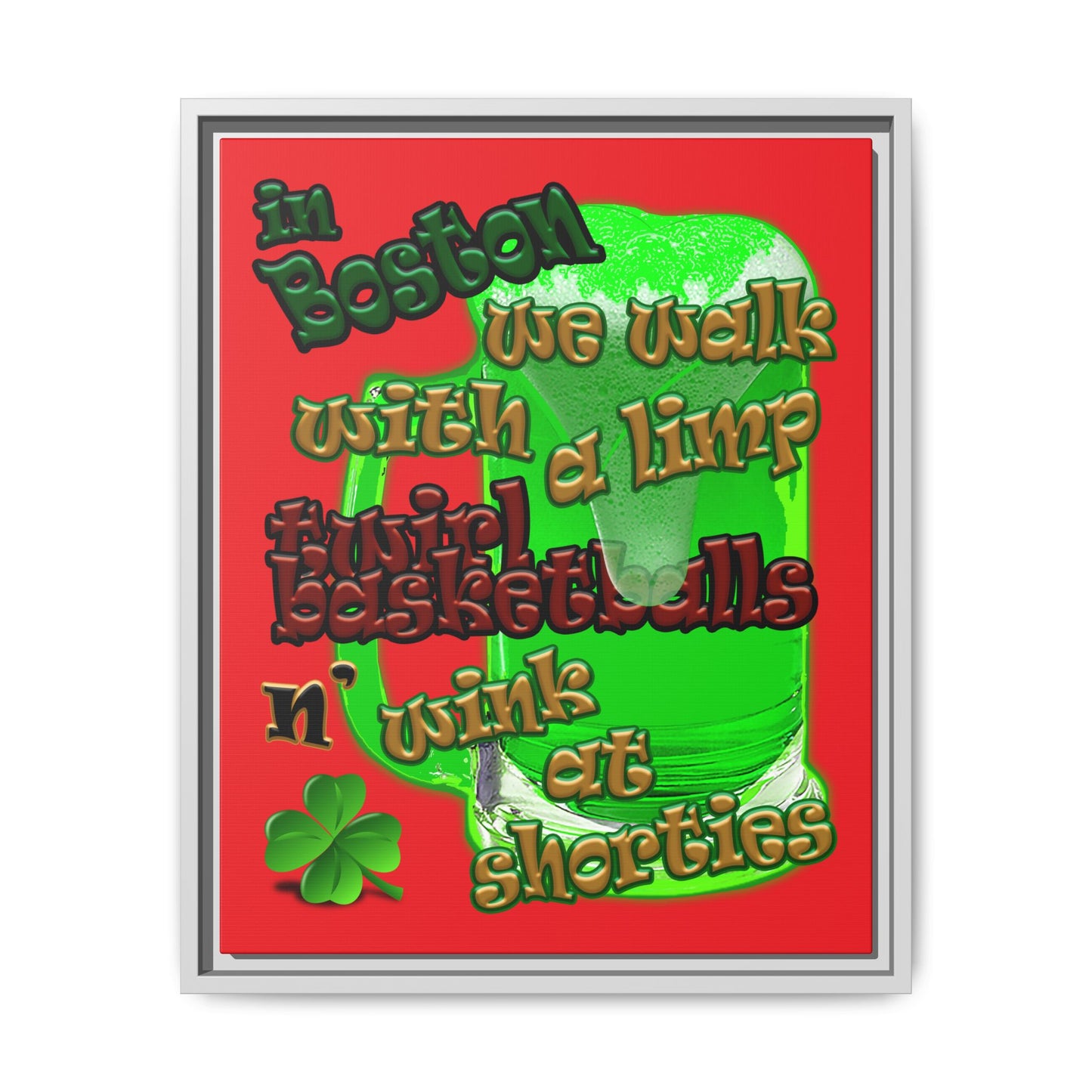 celtics logo - framed canvas art (red)