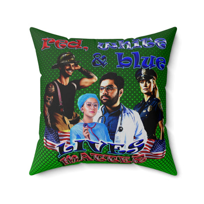 rw&b lives matter - Spun Polyester Square Pillow - (logo green)