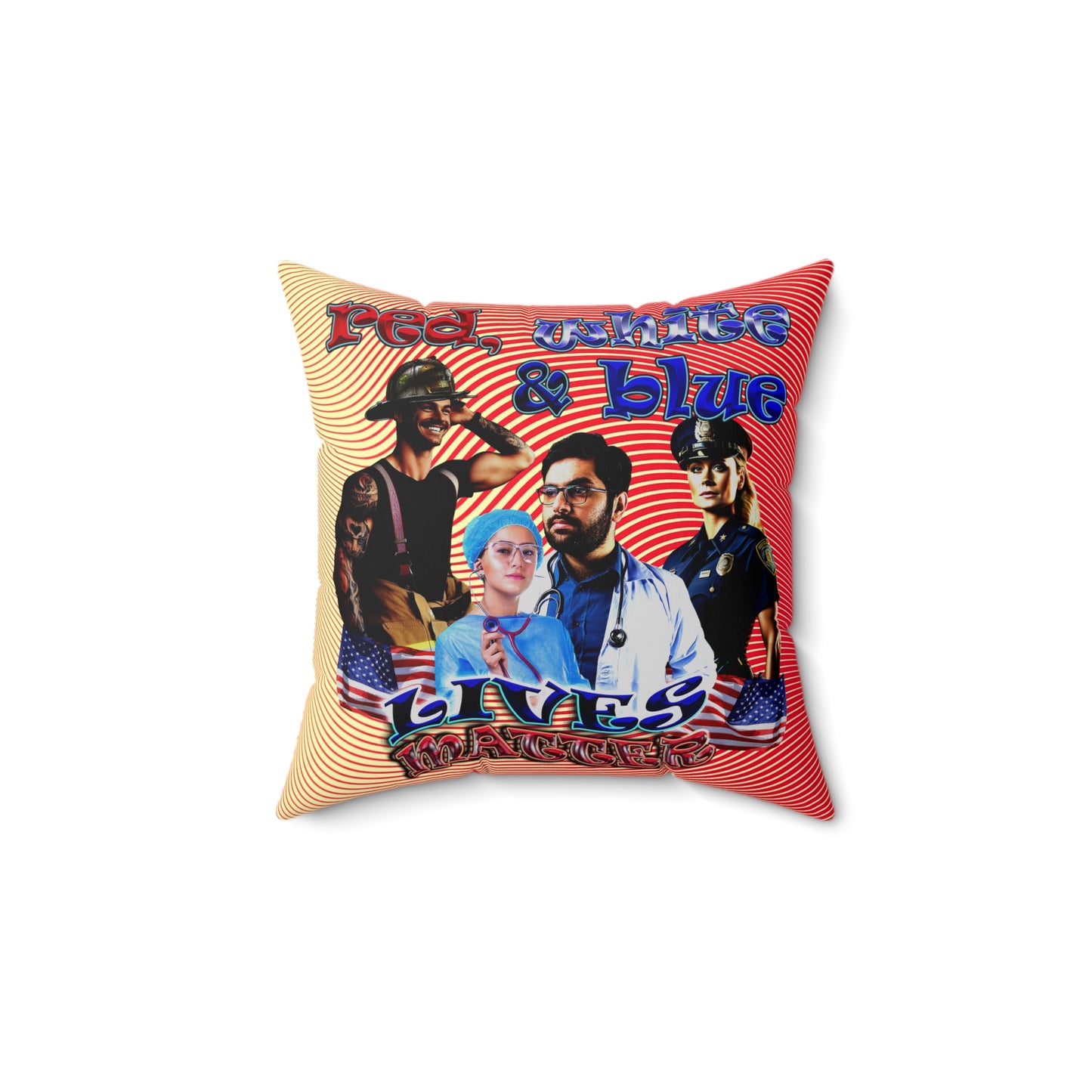 rw&b lives matter - Spun Polyester Square Pillow - (yellow-orange wave)