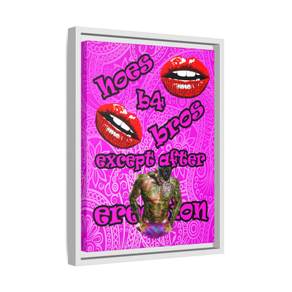 hoes b4 bros - framed canvas art (pink swirl)