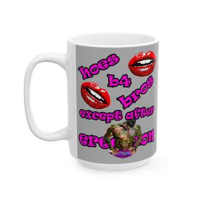 hoes b4 bros - White Mug (light grey)
