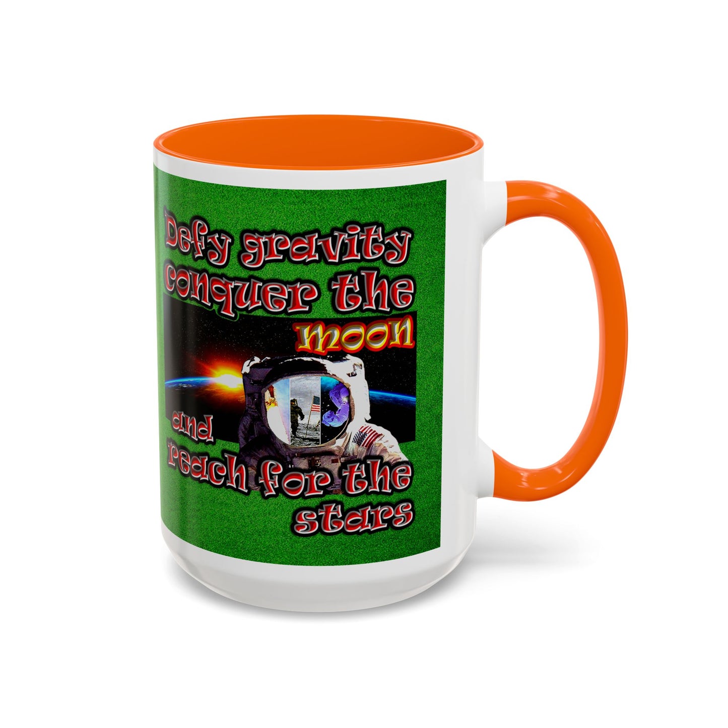 defy conquer reach - Accent Mug (green turf)