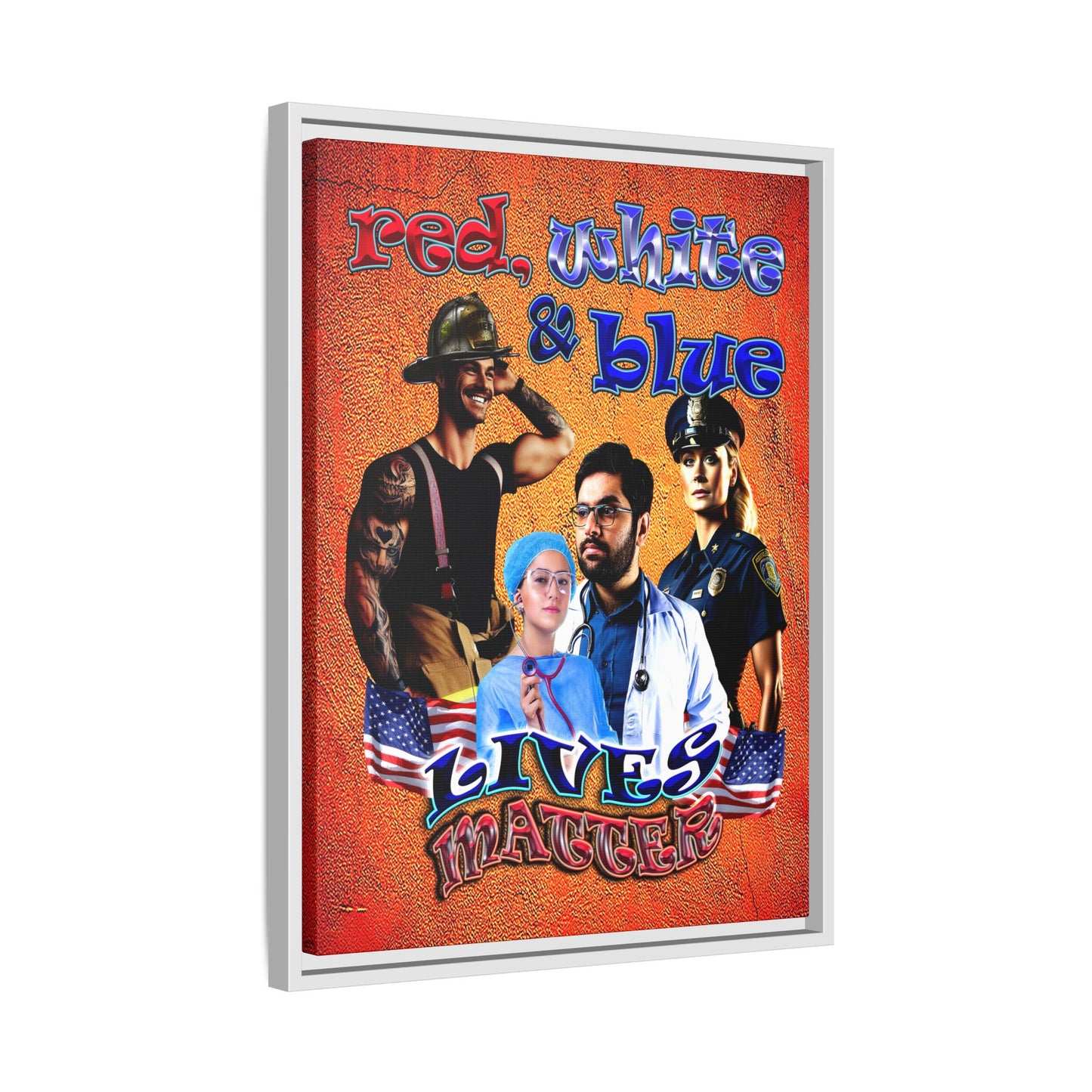 rw&b lives matter - framed canvas art (burnt orange)