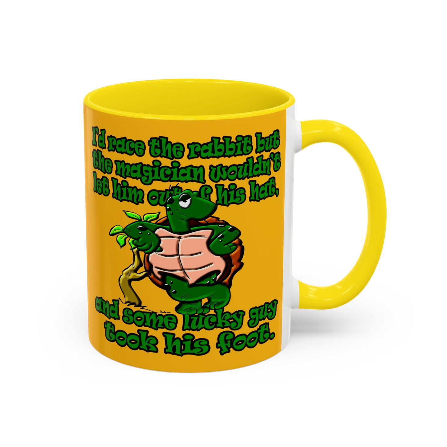 turtle race - Accent Mug (yellow)