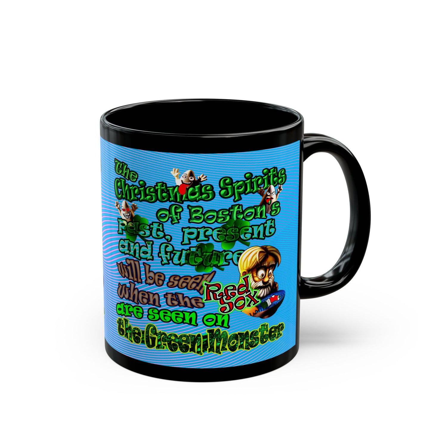 christmas spirits of boston - Black Mug (light blue-purple wave)