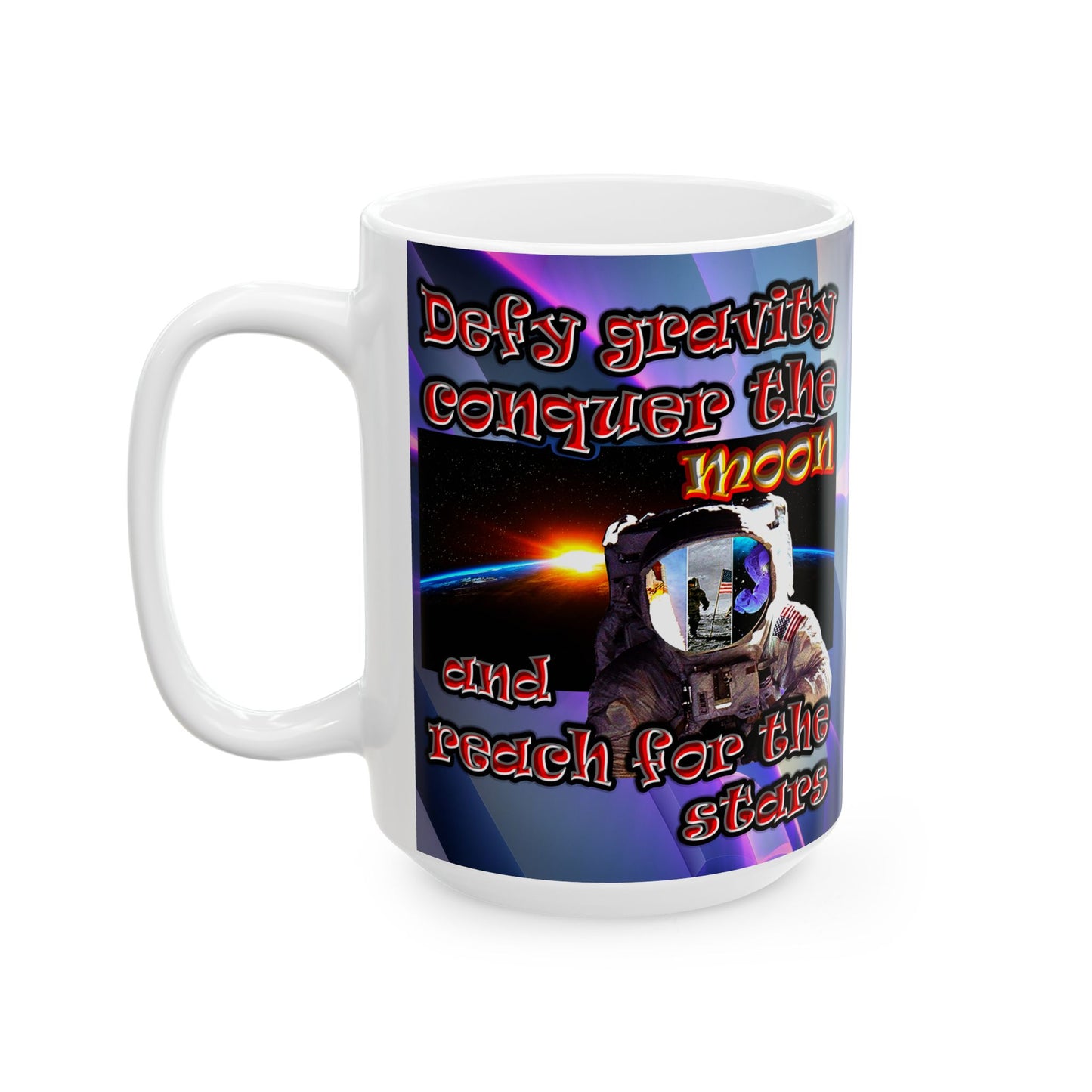 defy conquer reach - White Mug (grey-pink wave)