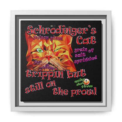 schrodinger's cat - framed canvas art (black)