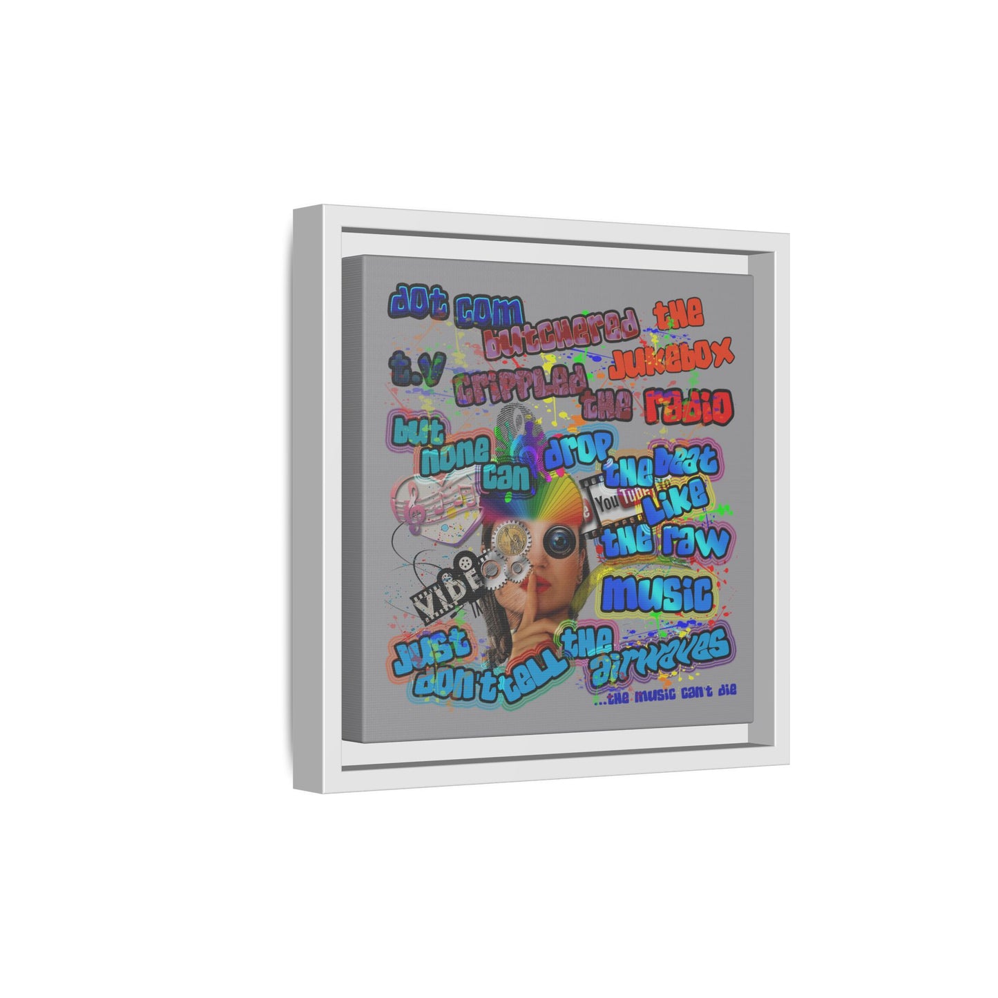 drop the beat - framed canvas art (grey)