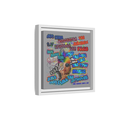 drop the beat - framed canvas art (grey)