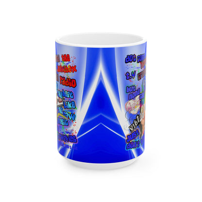 drop the beat - White Mug (blue-white wave)