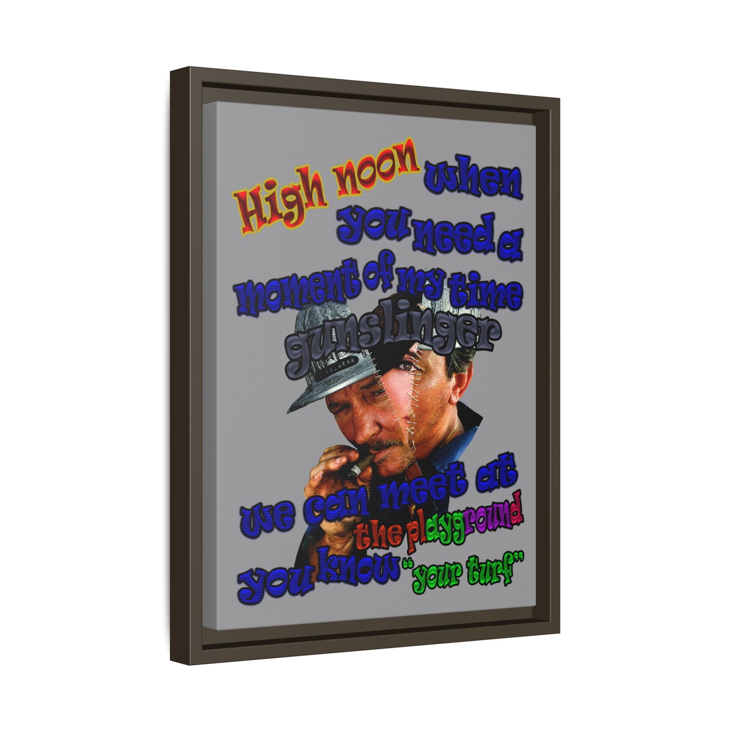 high noon - framed canvas art (grey)