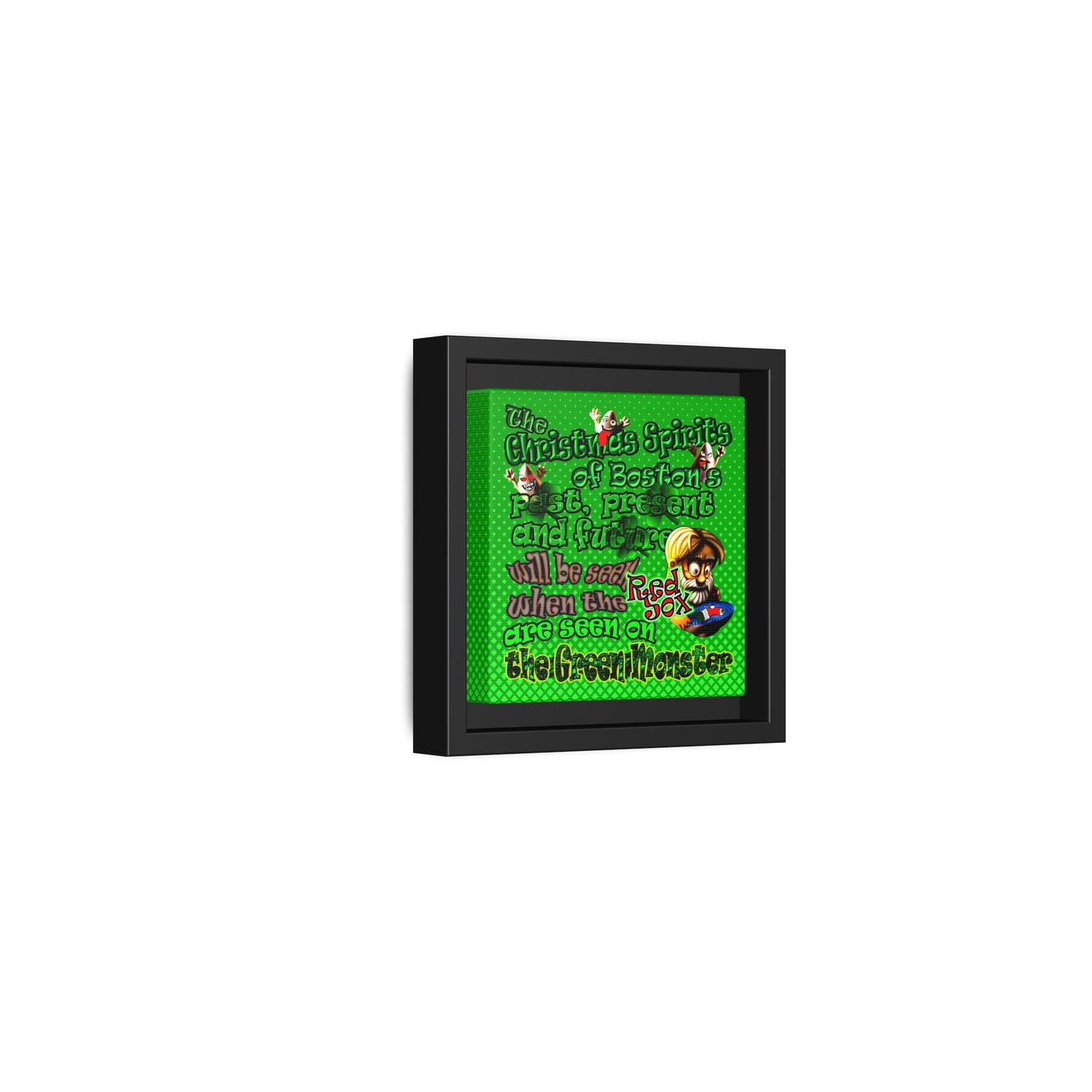 christmas spirits of boston - framed canvas art (logo green)