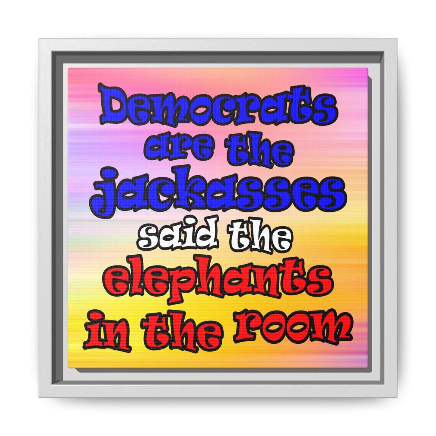 donkeys and elephants - framed canvas art (color blur)