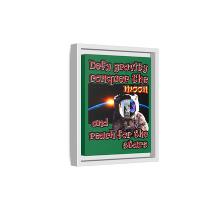 defy conquer reach - framed canvas art (dark green)