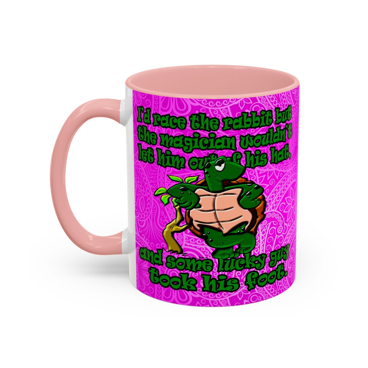 turtle race - Accent Mug (pink swirl)