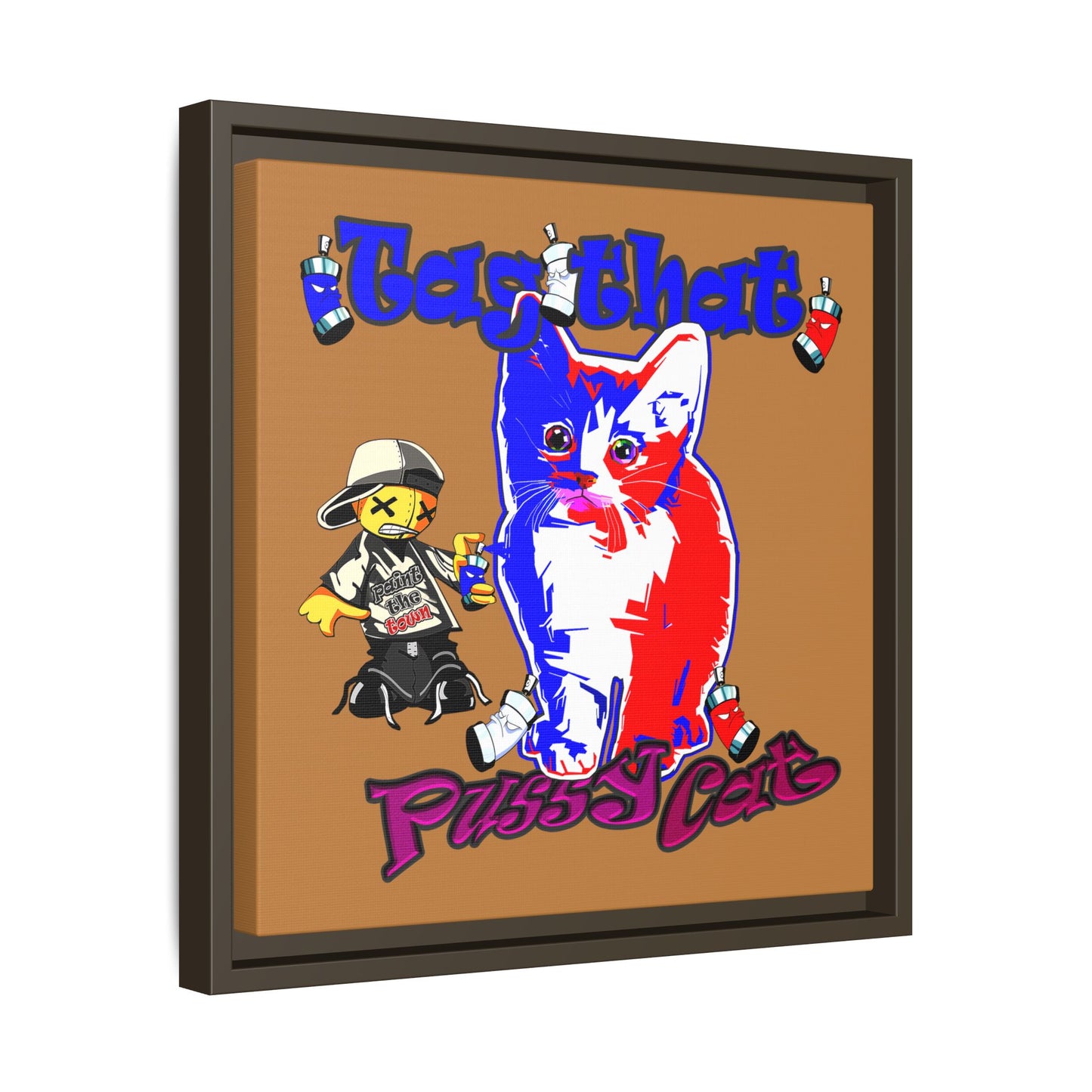 tag that - framed canvas art (light brown)