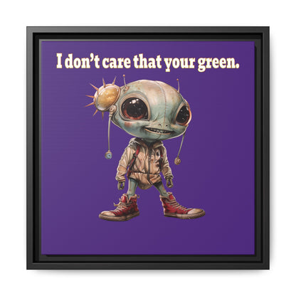 I don't care that your green - framed canvas art (purple)