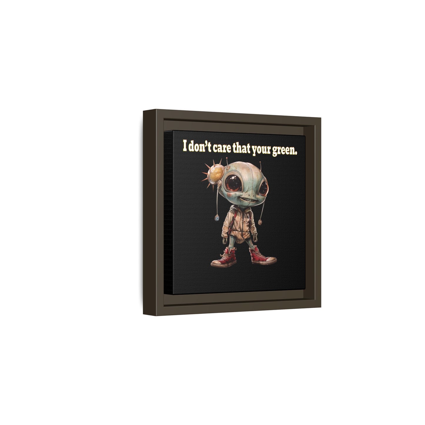 I don't care that your green - framed canvas art (black)