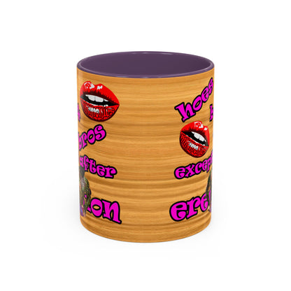 hoes b4 bros - Accent Mug (butterscotch wood finish)