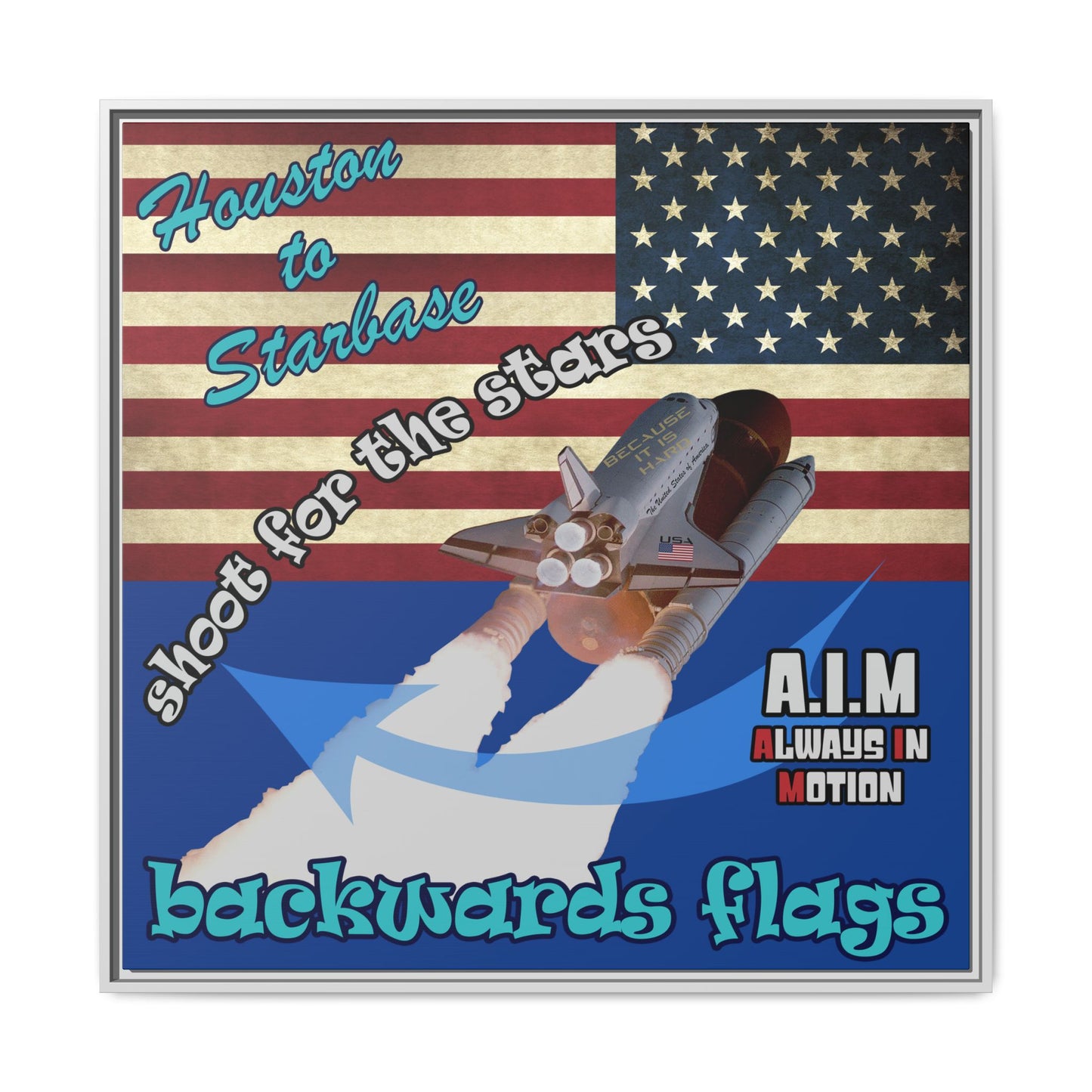 shoot for the stars - framed canvas art (dark blue)