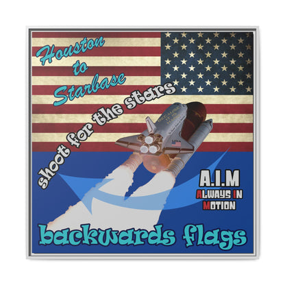 shoot for the stars - framed canvas art (dark blue)