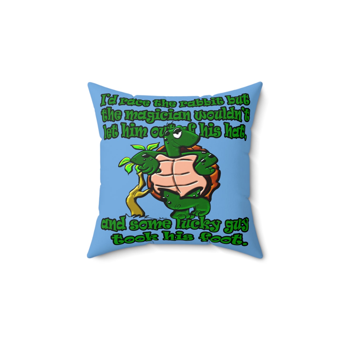 turtle race - Spun Polyester Square Pillow - (light blue)