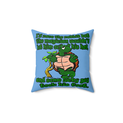 turtle race - Spun Polyester Square Pillow - (light blue)