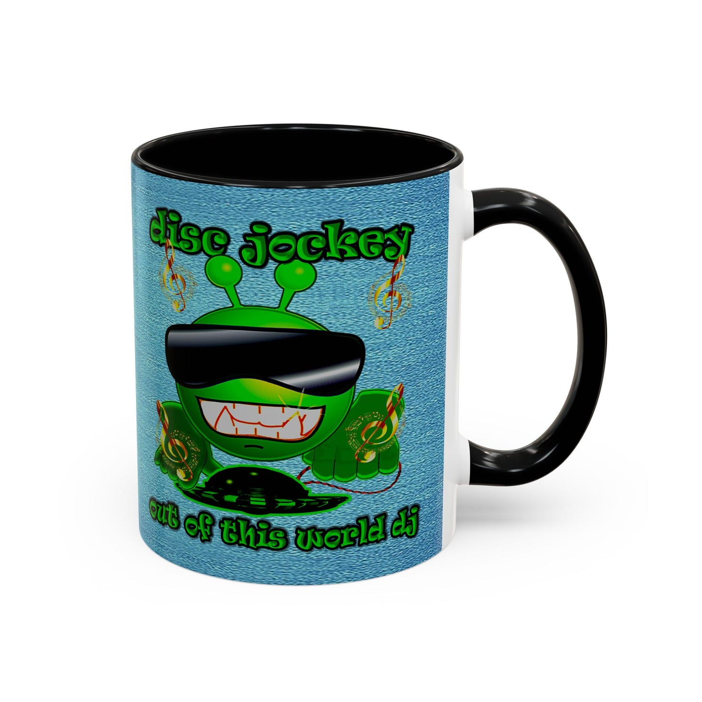 disc jockey - Accent Mug (faded dark blue)