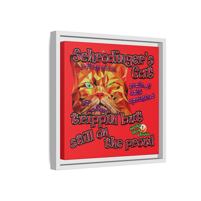 schrodinger's cat - framed canvas art (red)