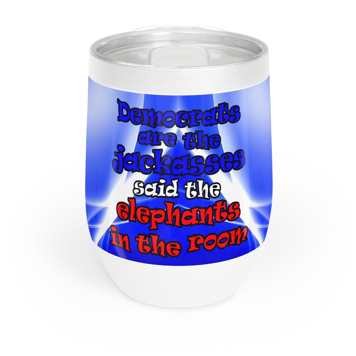 donkeys and elephants - Chill Wine Tumbler (blue-white wave)