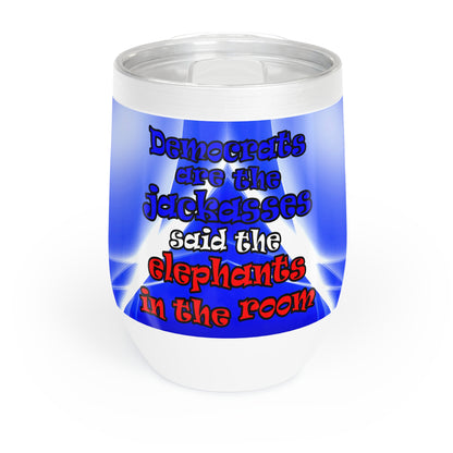 donkeys and elephants - Chill Wine Tumbler (blue-white wave)