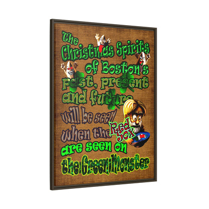 christmas spirits of boston - framed canvas art (brown papyrus)