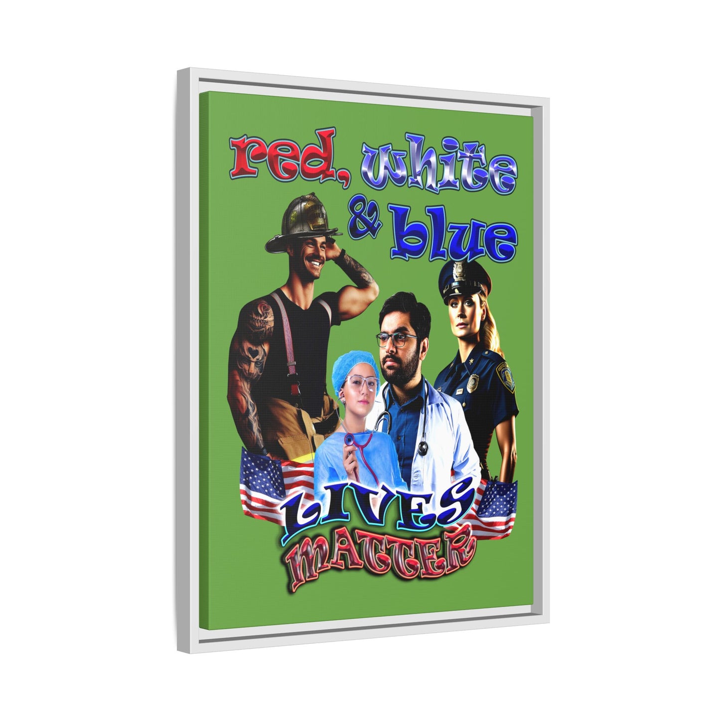 rw&b lives matter - framed canvas art (green)
