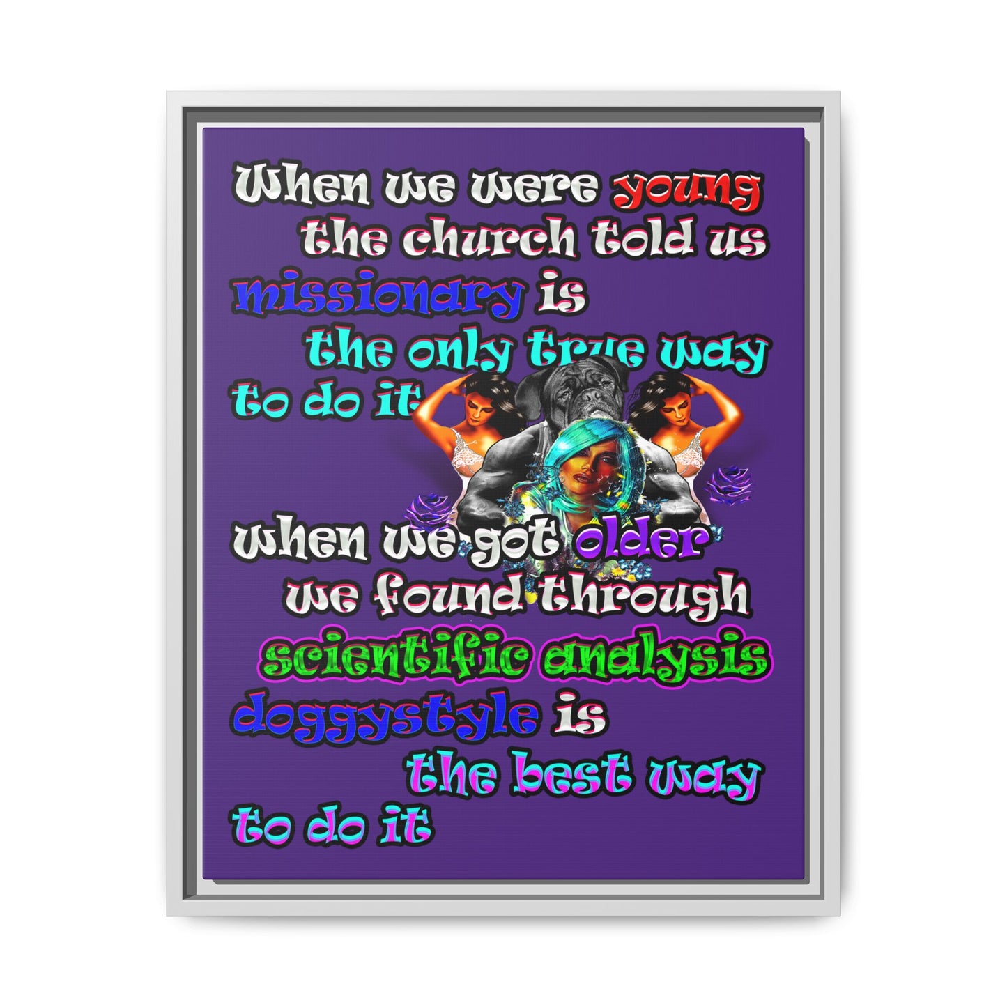 doggystyle - framed canvas art (purple)