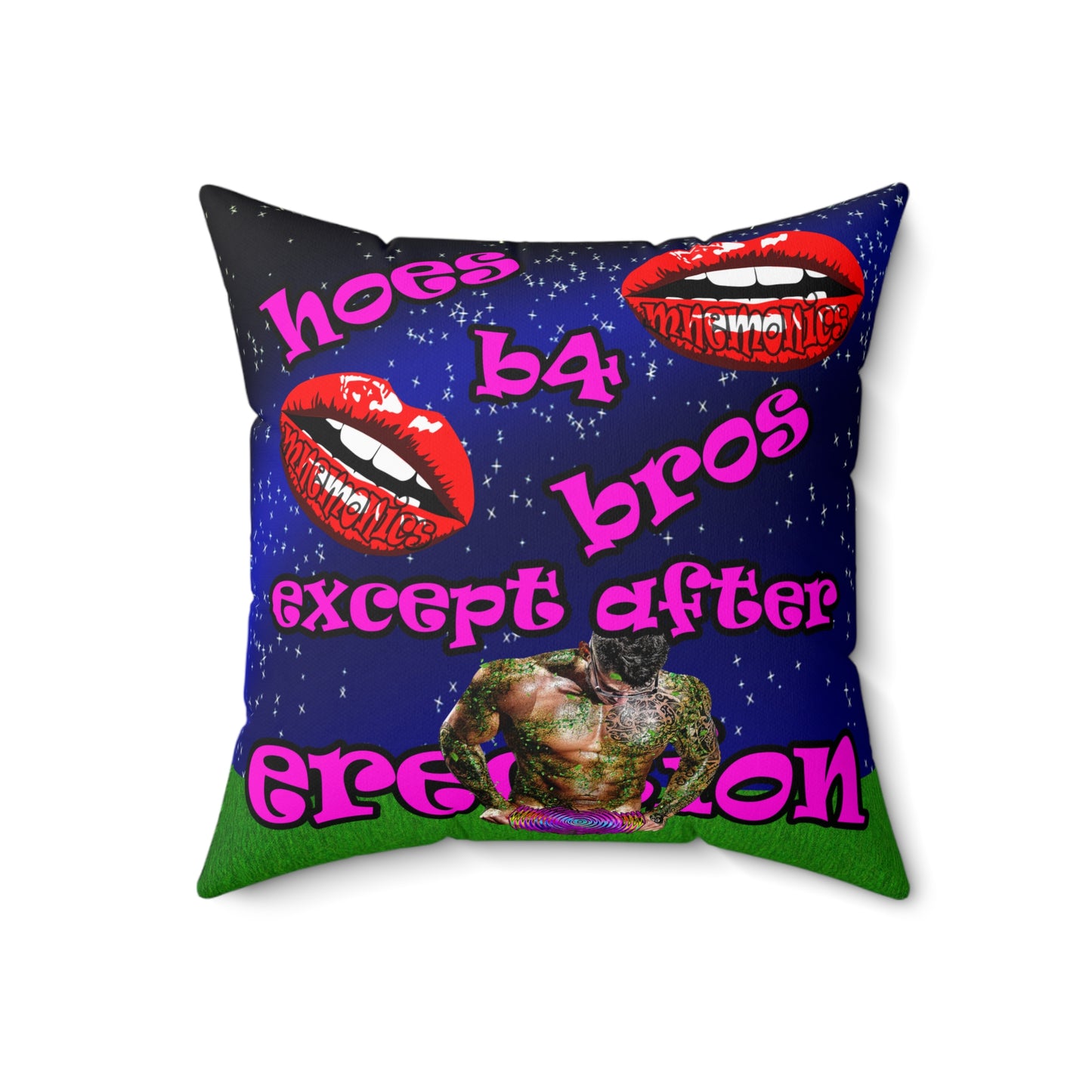 hoes b4 bros - Spun Polyester Square Pillow - ('snoops' background)