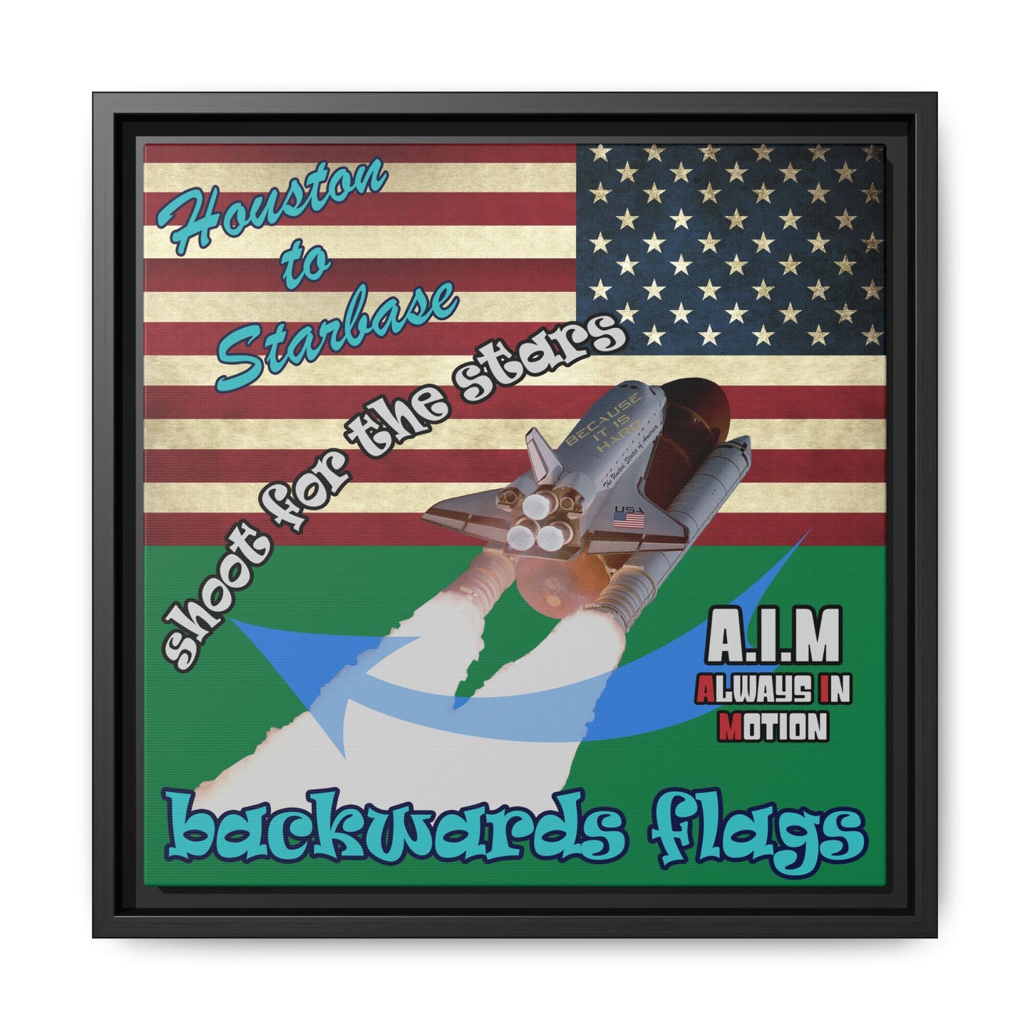 shoot for the stars - framed canvas art (dark green)