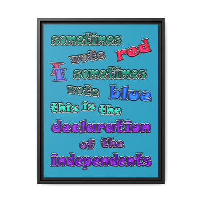 declaration of the independents - framed canvas art (turquoise)