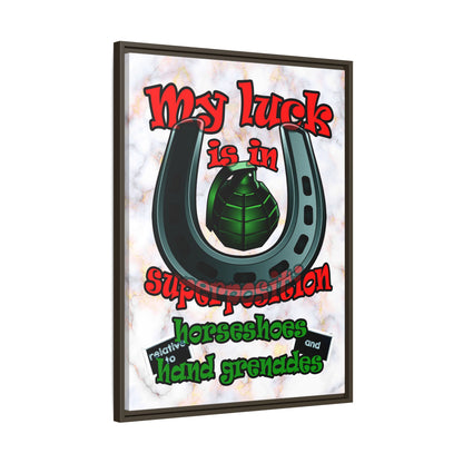 my luck - framed canvas art (white marble)